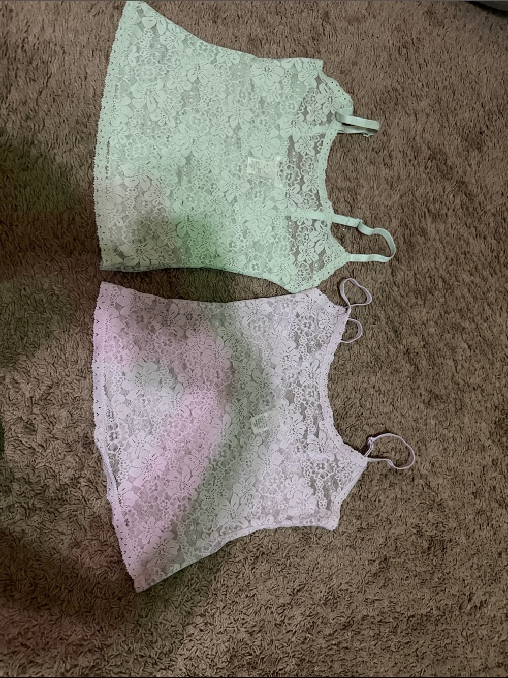 PINK Victoria's Secret Lace Cami Duo - Mint & Lilac